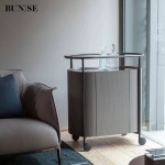 BUNISE Italian Mobile Pantry Cabinet with Wheels Sideboard BG1216