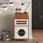 Bunise Wooden Storage Cabinet Minimalist Modern Design for Living Room or Café Natural Wood White Color Free Nationwide Delivery