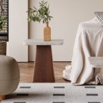 Bunise Small Side Table Natural Stone, Solid Wood, Stainless & Carbon Steel Wabi-Sabi Style for Living Room Sofa Free Nationwide Delivery - Image 5