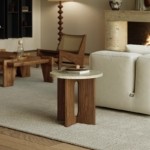 Bunise Small Side Table Natural Stone, Solid Wood, Stainless & Carbon Steel Wabi-Sabi Style for Living Room Sofa Free Nationwide Delivery - Image 8