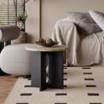 Bunise Small Side Table Natural Stone, Solid Wood, Stainless & Carbon Steel Wabi-Sabi Style for Living Room Sofa Free Nationwide Delivery - Image 9