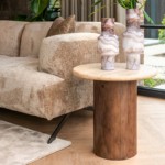 Bunise Small Side Table Natural Stone, Solid Wood, Stainless & Carbon Steel Wabi-Sabi Style for Living Room Sofa Free Nationwide Delivery - Image 10