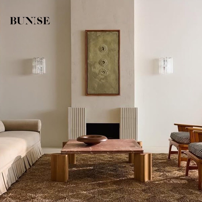 主图_001 Bunise Marble & Solid Wood Coffee Table Wabi-Sabi Italian Minimalist Modern for Living Room 4 Materials/3 Sizes Free Nationwide Delivery - Image 1