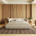 Bunise Cotton Linen Bed with Pine Wood Frame Italian Luxury Style for Master & Guest Bedroom Model C0208-1 Free Nationwide Delivery