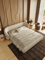 Bunise Cotton Linen Bed with Pine Wood Frame Italian Luxury Style for Master & Guest Bedroom Model C0208-1 Free Nationwide Delivery - Image 4