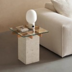 Bunise Natural Marble & Oak Coffee Table Wabi-Sabi Style for Living Room Customizable Colors/Sizes Model 4565 Free Nationwide Delivery - Image 4
