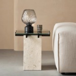 Bunise Natural Marble & Oak Coffee Table Wabi-Sabi Style for Living Room Customizable Colors/Sizes Model 4565 Free Nationwide Delivery - Image 7