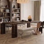 Bunise Solid Wood Dining Table Vintage Style for Dining Room Customizable Colors/Sizes Model JK-86 Free Nationwide Delivery