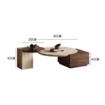 Bunise Natural Travertine & Marble Coffee Table Wabi-Sabi Style for Living Room Walnut/Carbon Black Colors Free Nationwide Delivery - Image 6